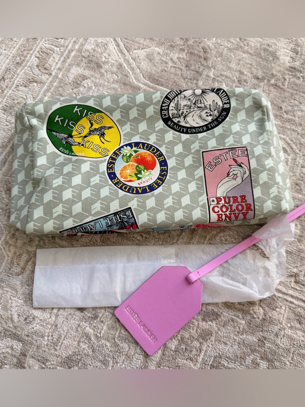 2/$15, NEW Estée Lauder Travel Cosmetic Bag Pouch + Pink Luggage Tag